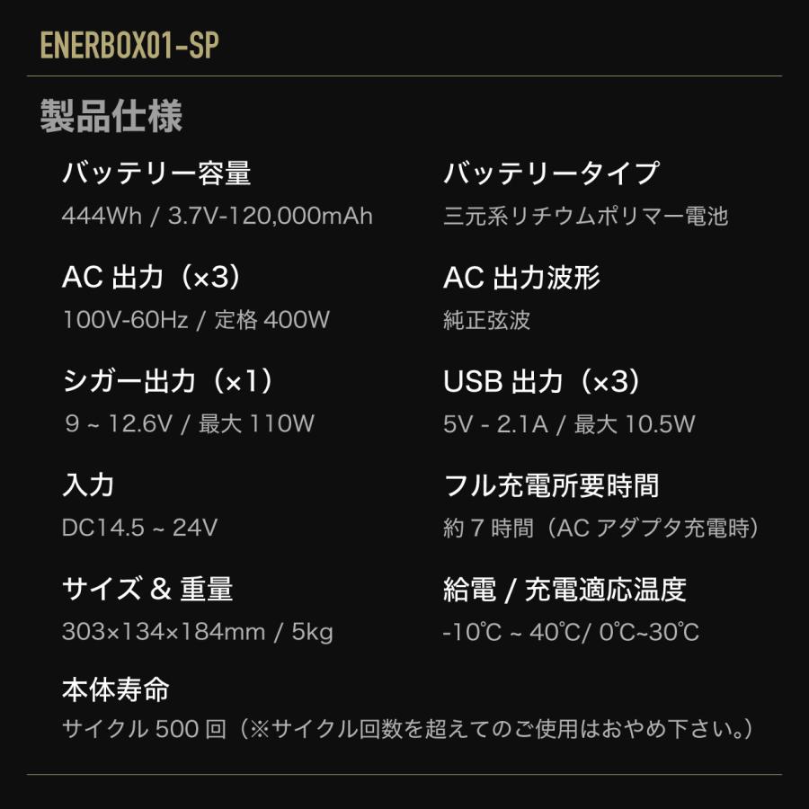 LACITA ポータブル電源 防水 規格 エナーボックス ENERBOX-SP : LACITA