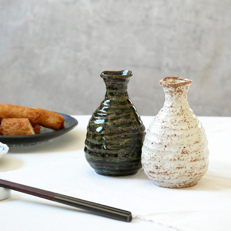 錦手捻祥瑞徳利 一対 酒器 酒注 花生け 収納箱