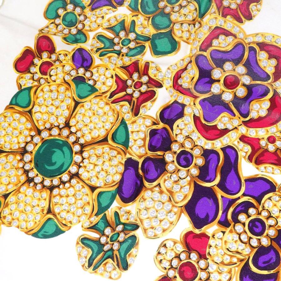 CHANEL（シャネル） 宝石柄 ジュエリー フラワー ロゴ シルク スカーフ