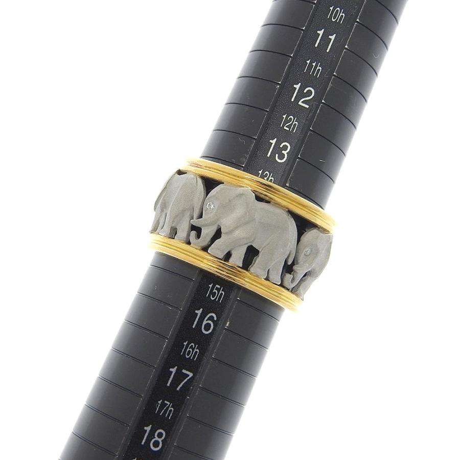 エレファントモチーフリング 指輪 K18YG/プラチナ Pt900 メレ