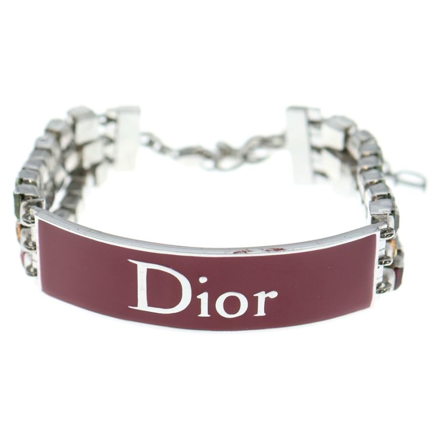 DIOR ディオール ロゴプレート ラインストーン ブレスレット レッド