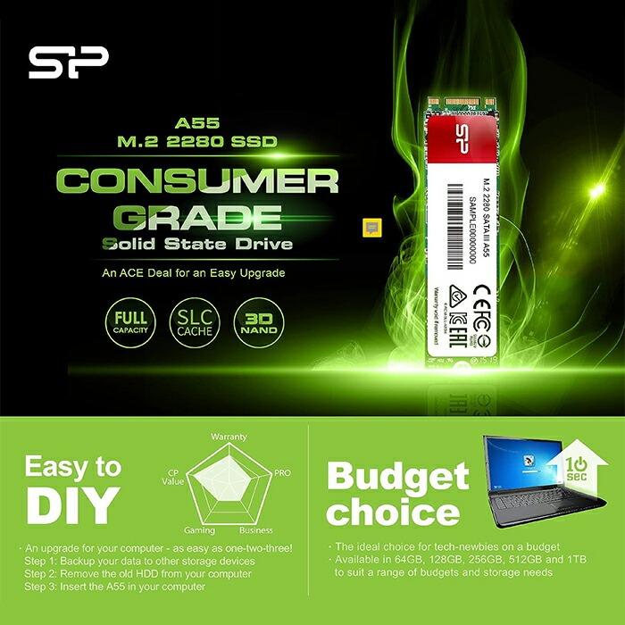 Silicon Power（シリコンパワー） SSD 256GB 内蔵ssd A55 3D NAND