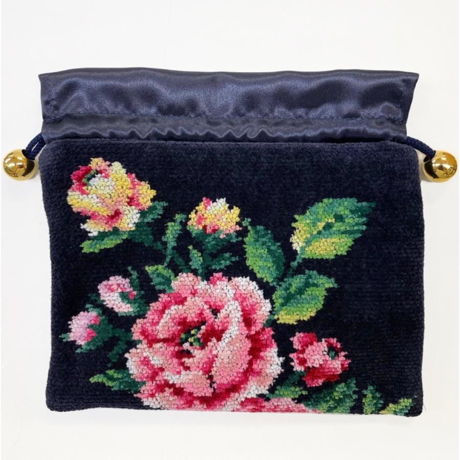 feiler（フェイラー） 巾着 きんちゃく 小 ローズアダージョ 紺