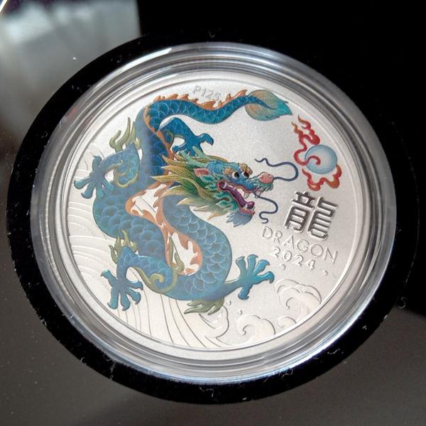 純銀コイン 10枚セット 干支銀貨 辰（龍） 1/2オンス 2024年製 カラー