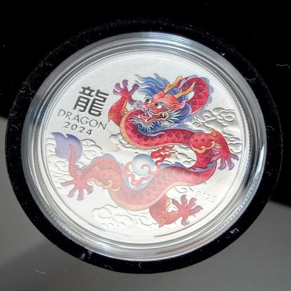 純銀コイン 10枚セット 干支銀貨 辰（龍） 1/2オンス 2024年製 カラー