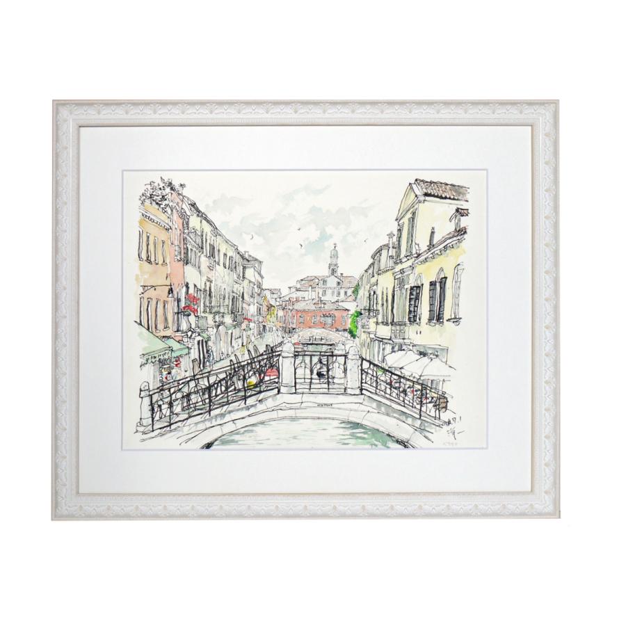 019】水彩(葦ペン画) 原画「イタリア・ベネチアの町」 : スピカ工房