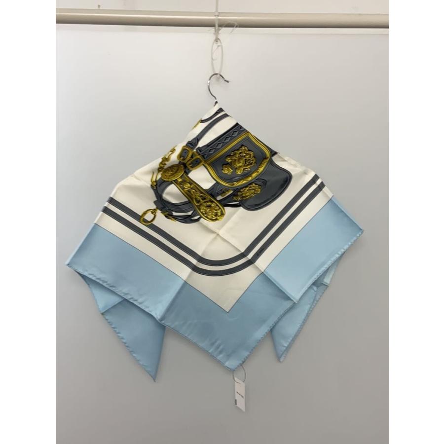 HERMES◇HERMES エルメス スカーフ/シルク/BLU/総柄/レディース