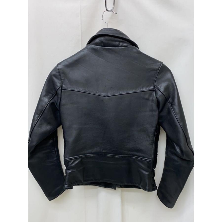 666 Leather Wear◇ダブルライダースジャケット/32/レザー/BLK/無地