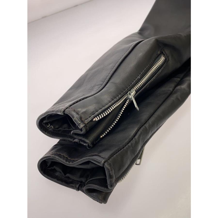 Schott◇シングルライダースジャケット/36/レザー/BLK/無地