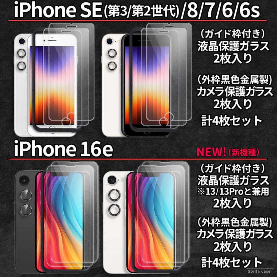 4枚セット iPhone フィルム 2枚 カメラカバー ガイド枠 SE SE2 SE3 11