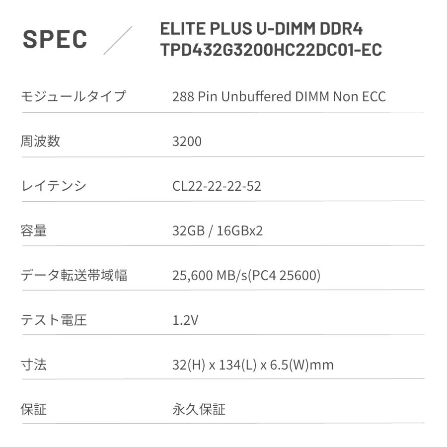 Team Group（チームグループ） 国内永久保証 TEAM ELITE PLUS DDR4