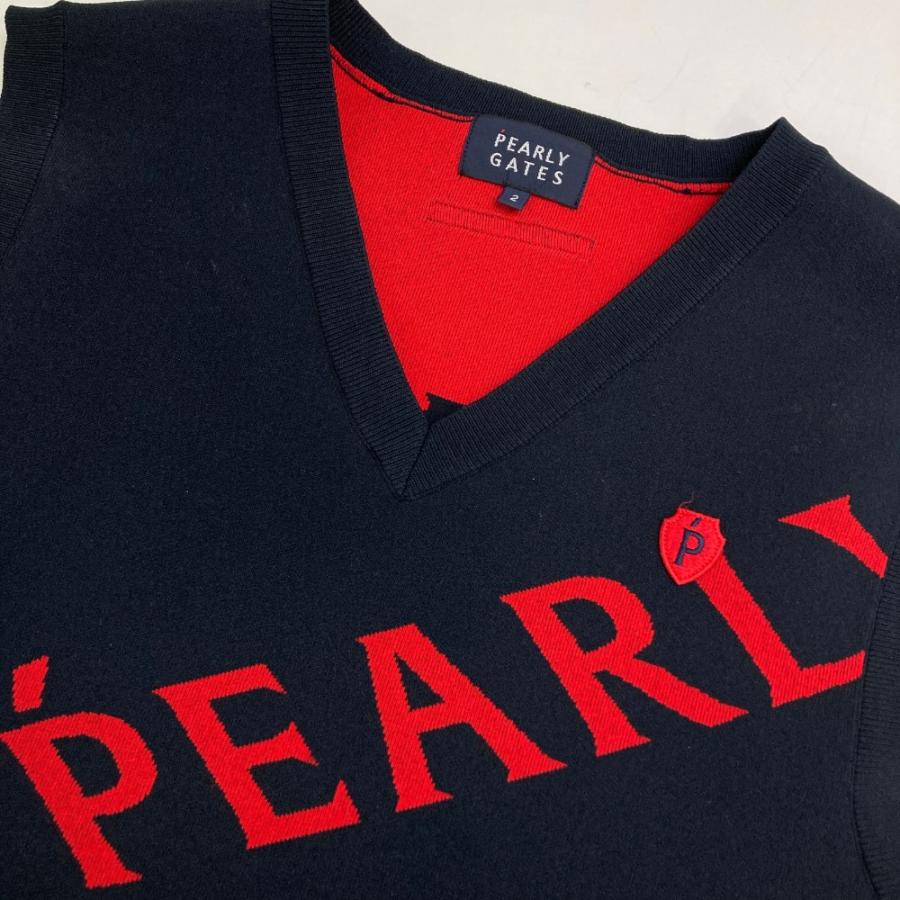 PEARLY GATES パーリーゲイツ ;2022年 ニットベスト ロゴ ネイビー系 2