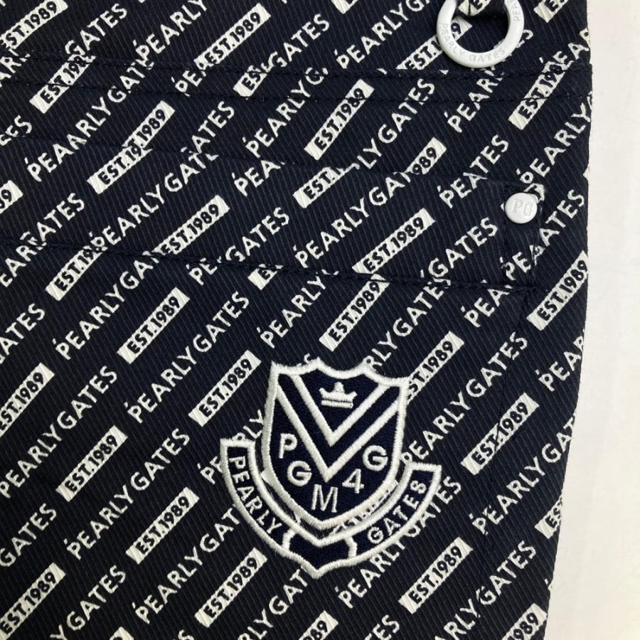 PEARLY GATES パーリーゲイツ ストレッチパンツ ロゴ 総柄 ネイビー系