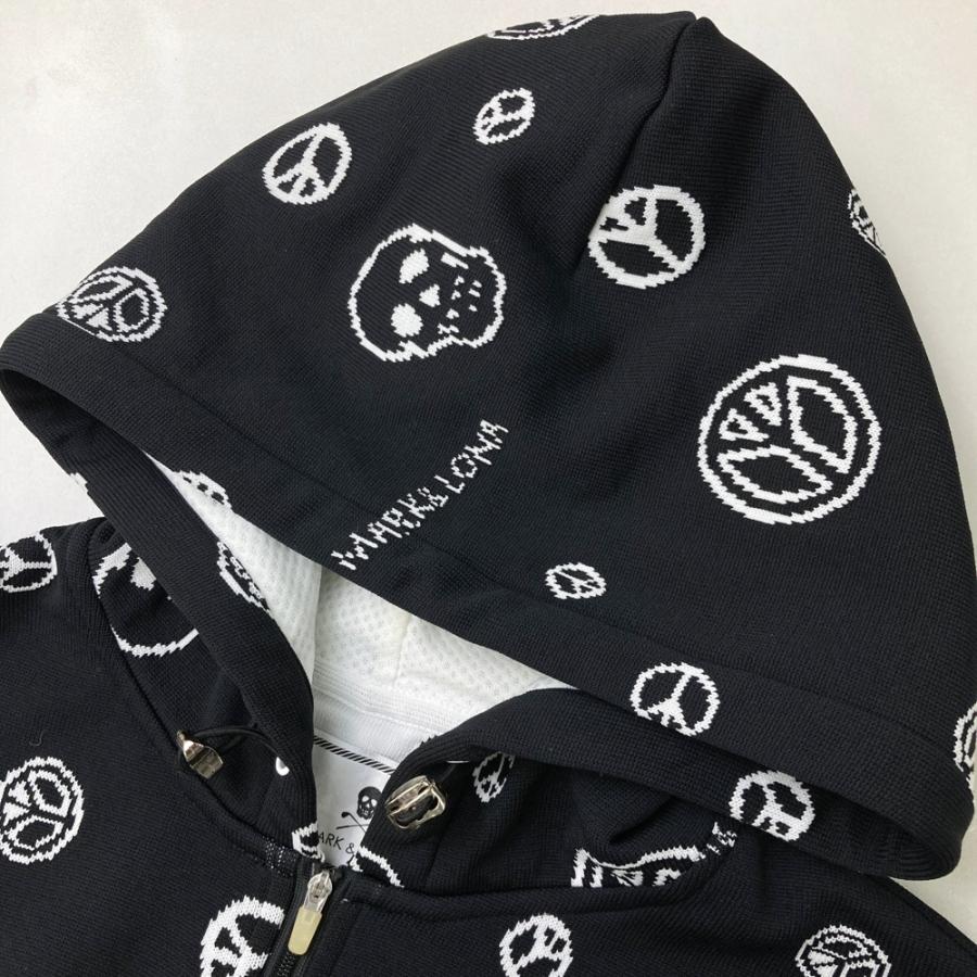 MARK&LONA マークアンドロナ ニット ジップパーカー 総柄 ブラック系 L
