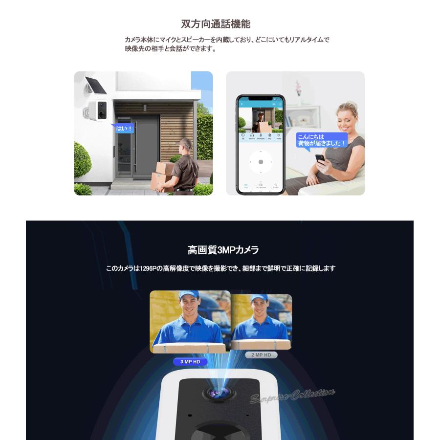ソーラー防犯カメラ 屋外 ワイヤレス WiFi 5G対応 常時録画 人体検知