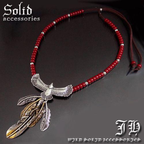 n1004 新作 アンティーク調 フェザー羽根ネックレス イーグル メンズ