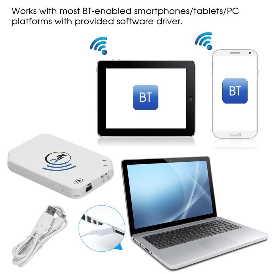 Bluetooth ワイヤレス NFC リーダー RFID スマートカードリーダー