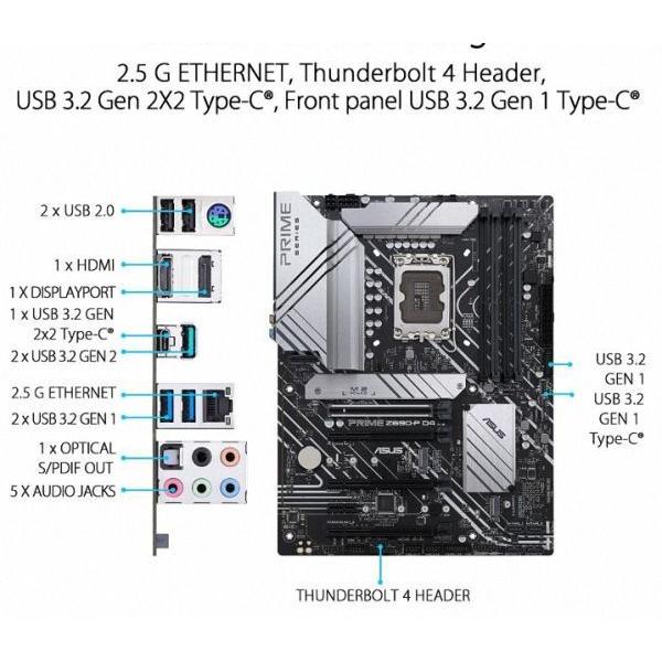ASUS PRIME Z690-P D4 DDR4 HDMI M.2 USB 3.2 Type-C LGA 1700 ATX