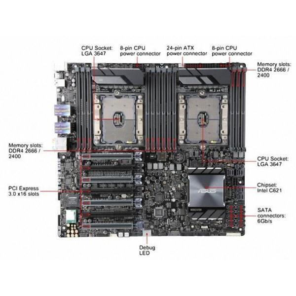 ASUS WS C621E SAGE LGA3647 DDR4 SATA3 M.2 U.2 ATX Intel