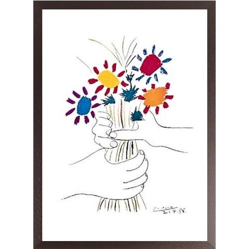 ピカソ 花束を持つ手 ポスター 木製アートフレーム付 プチ・フルール