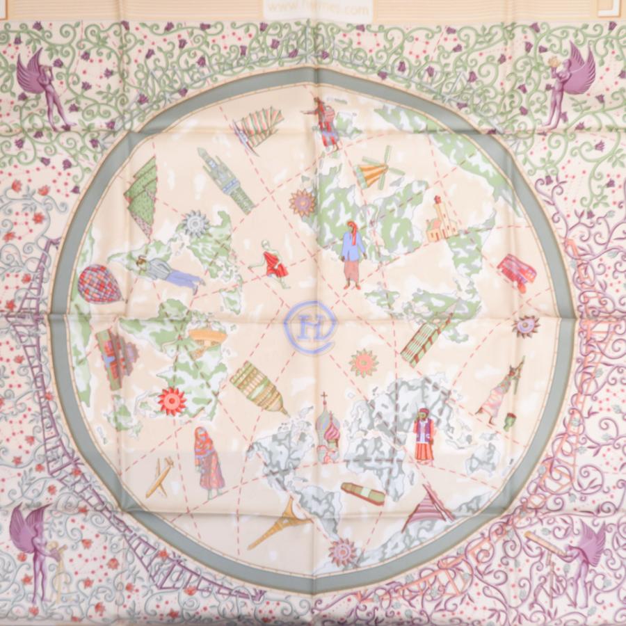 HERMES（エルメス） カレ90／スカーフ www.hermes.com 世界地図 シルク