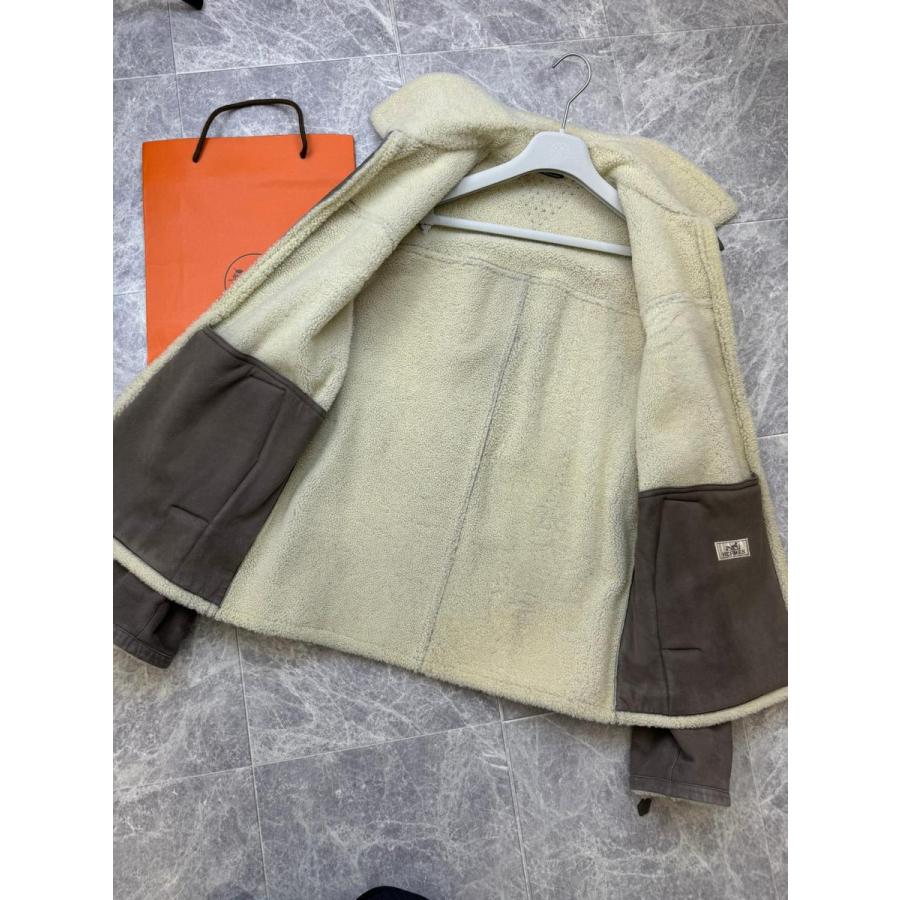 HERMES （エルメス） ムートン レザー ジャケット ライダース スタンド