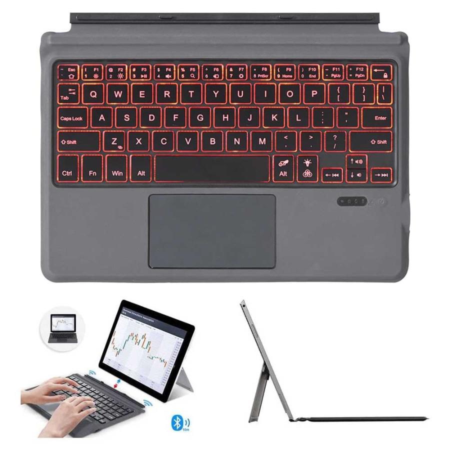 Surface Go Go2 Go3 通用 バックライト7色 キーボードケース タッチ