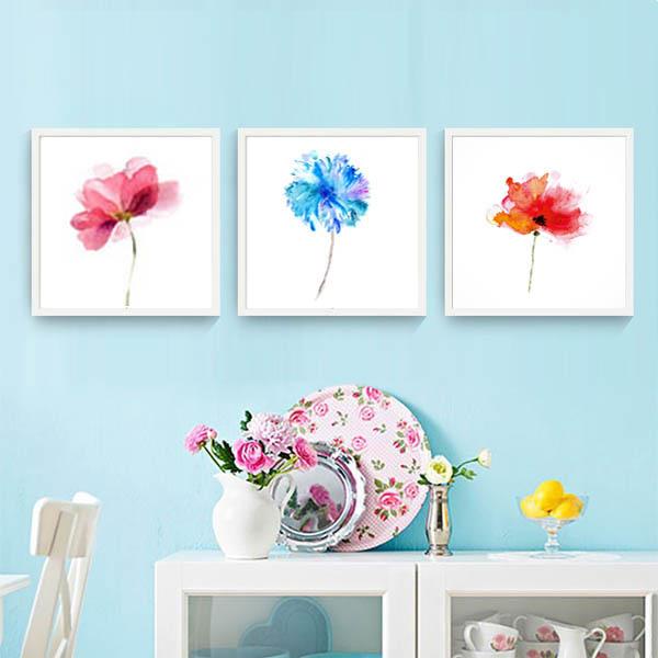 単品 32×32cm アートパネル 枠付きフレーム絵画 水彩画風 一輪花 抽象