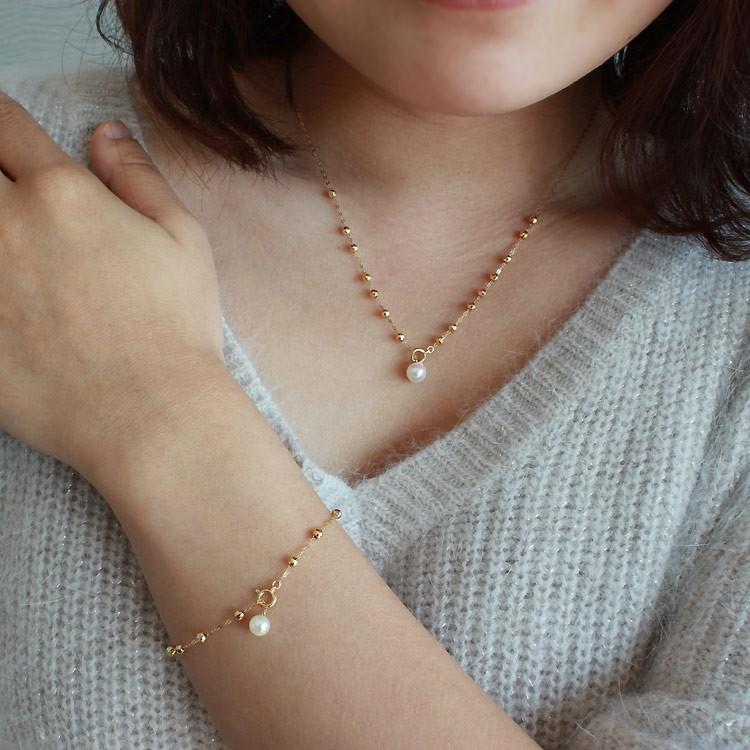 アコヤ真珠 K18 ミラーボール ベビーパール 真珠 ブレスレット パール