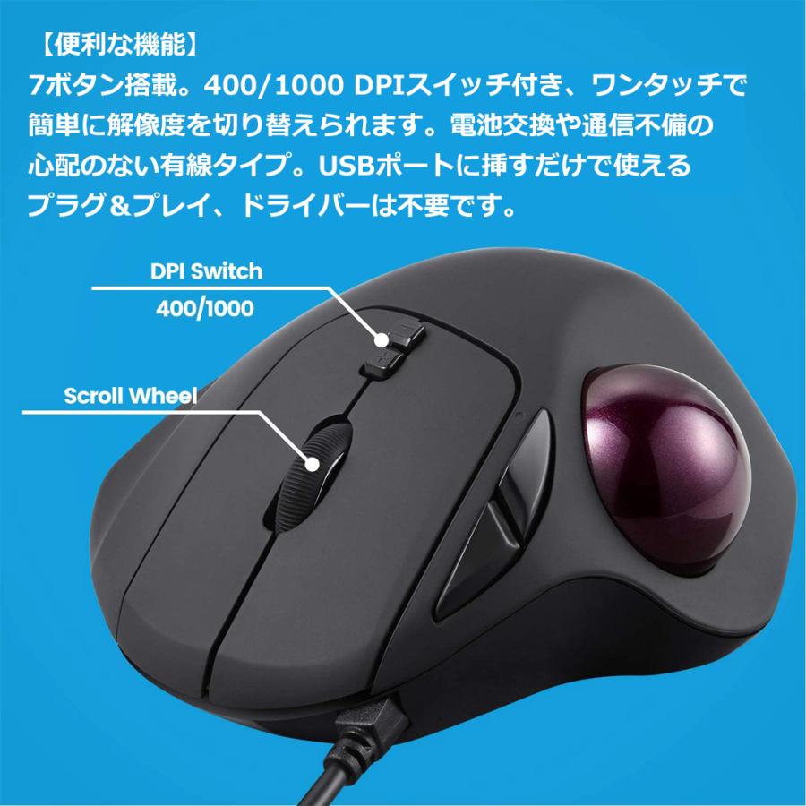 ペリックス（Perixx） トラックボールマウス エルゴノミクス 有線 USB