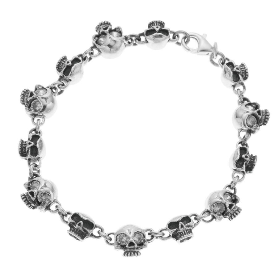 ブレスレット シルバー925 キュービックジルコニア スカル 骸骨 ドクロ