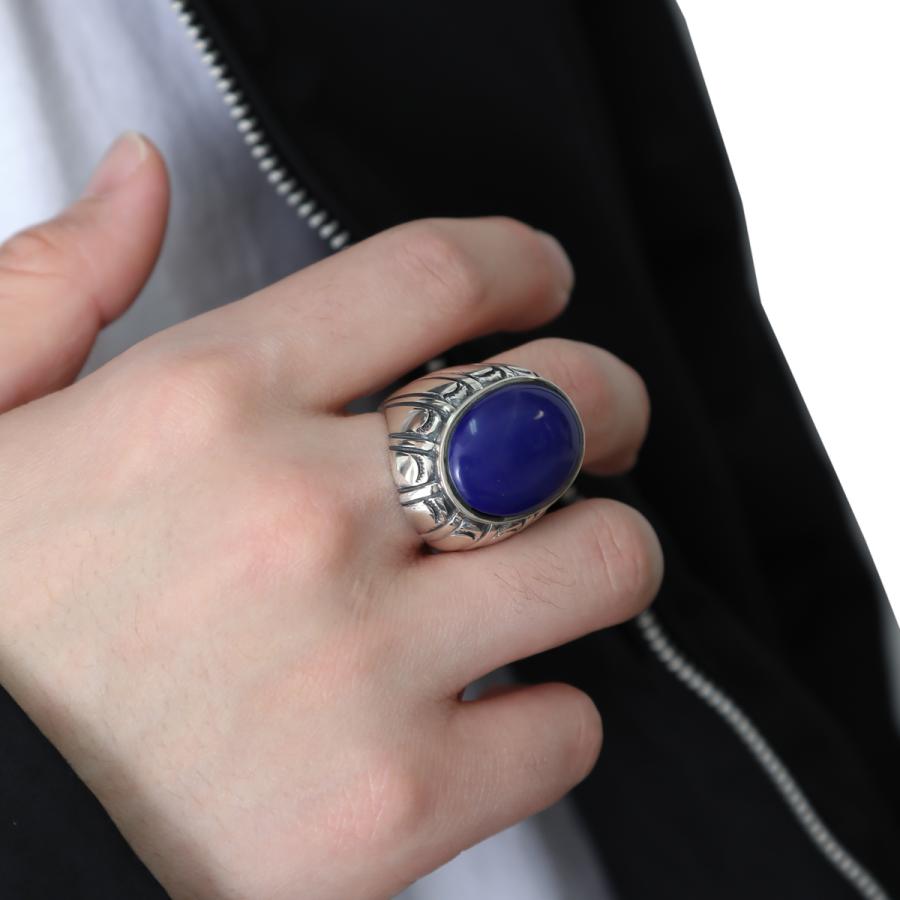 リング シルバー925製 ネリラピスラズリ トルコ石 天然石 燻し加工