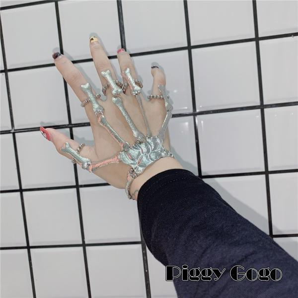 5本指 スカル ブレスレット ドクロ ガイコツ 骨 アーマーリング