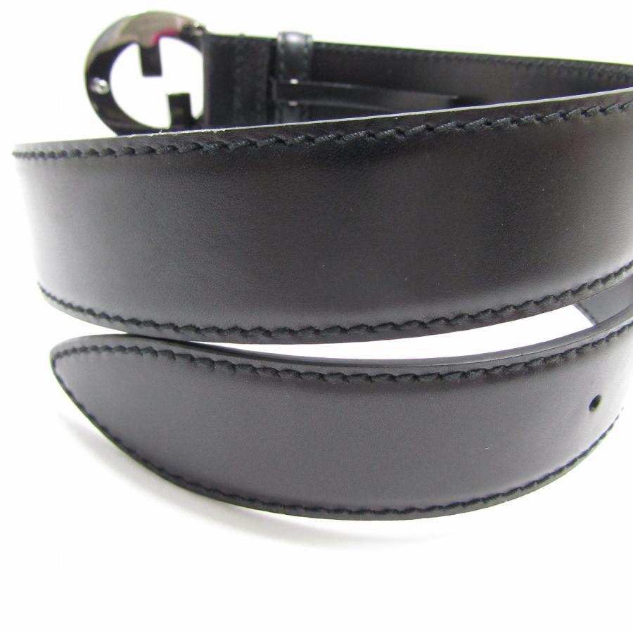 極美品 GUCCI グッチ ロゴバックル レザーベルト ブラック 106412