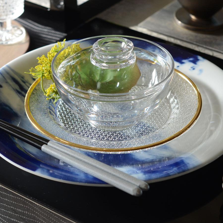 香菊 丸皿 天金 KM-K9G【ガラス食器 青山硝子 丸型 和食器 和モダン