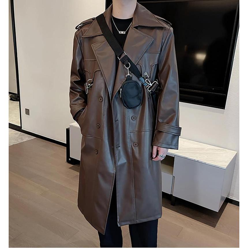 レザートレンチコート レザーコート ロングコート オーバーコート