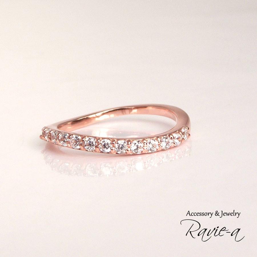 エタニティリング ピンクゴールド シルバー925 ハーフエタニティ