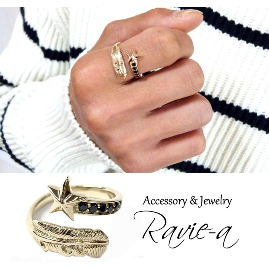 メンズ フェザーリング 羽根 リング 指輪 ゴツめリング オニキス