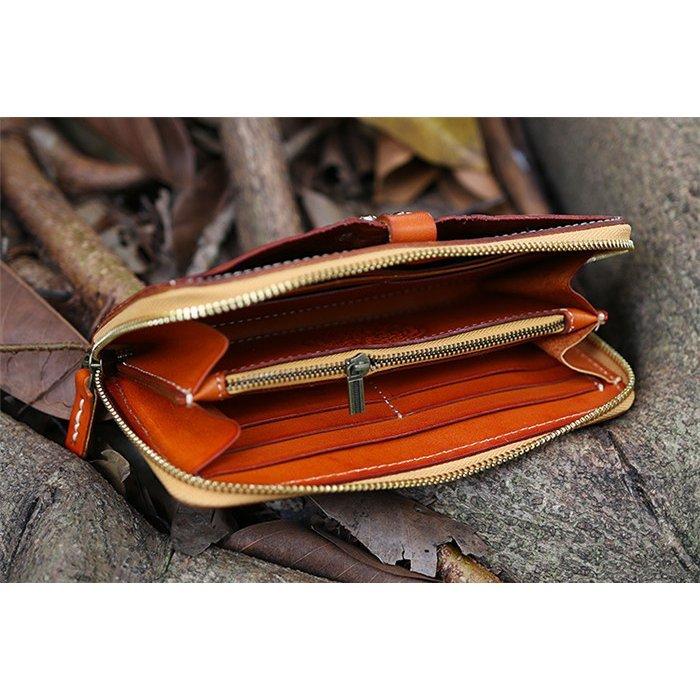 新入荷 レザー長財布 ウォレット本革 メンズ 牛ヌメ革 ラウンド