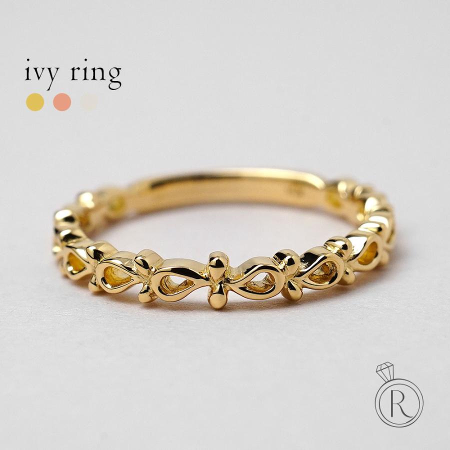 K18 アイビー リング レディース 地金 指輪 ピンキーリング 18k