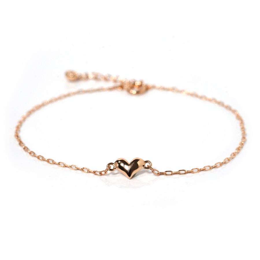 K18 プランプハート ダイヤモンド ブレスレット ぷっくりと厚みのある