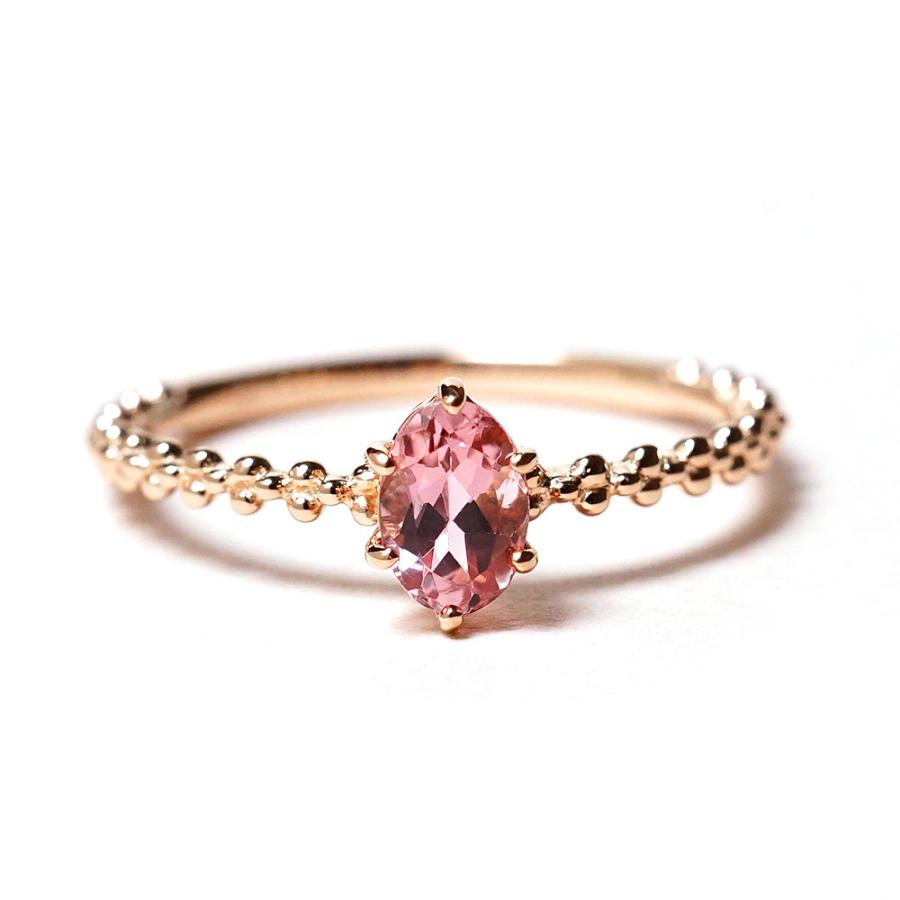 18K リング レディース 指輪 ピンクトルマリン 18Kリング 18金リング