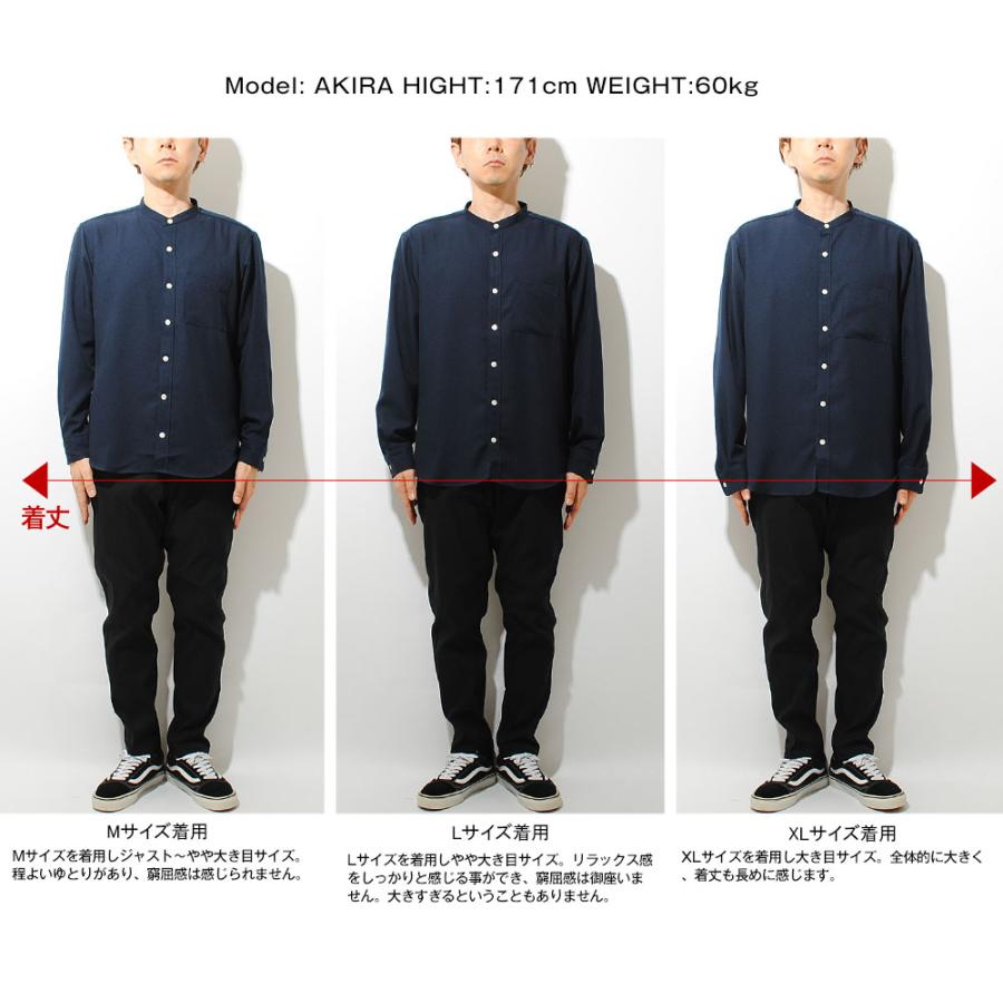 日本製 リフラクス バンドカラーシャツ ストレッチ ポリエステル