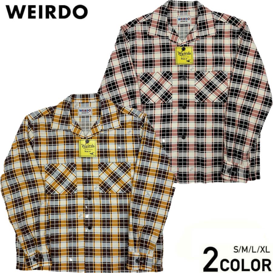 WEIRDO（ウィアード） オープンカラーシャツ チェック 長袖 メンズ