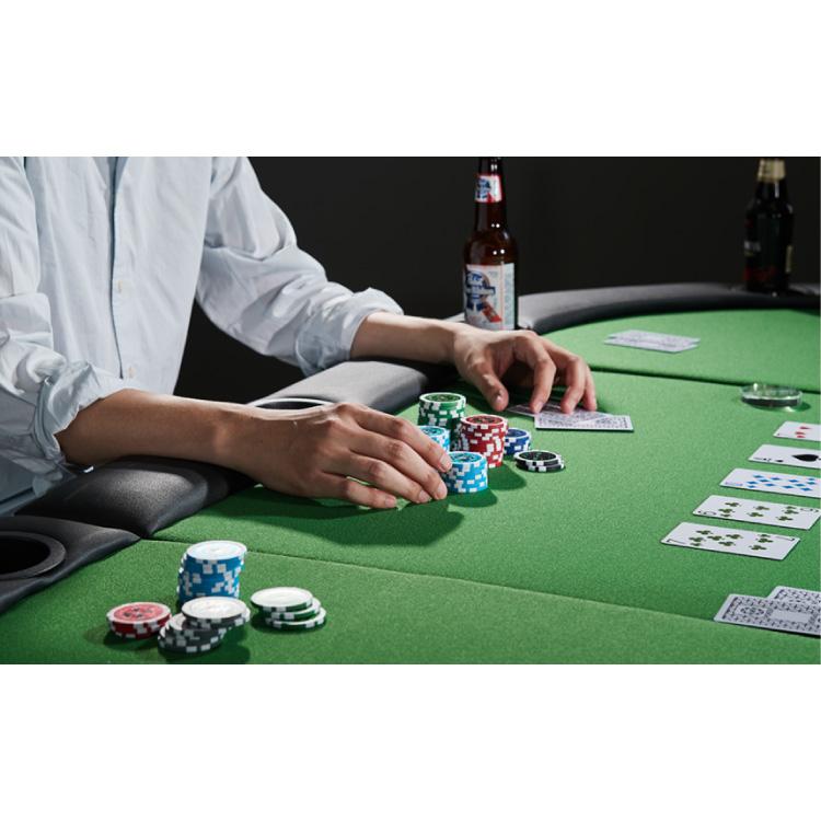 vidaXL 9人用折りたたみポーカーテーブル 3つ折り 楕円型 グリーン家具