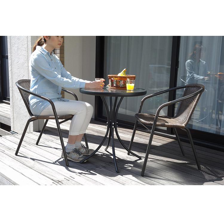 ラタン調 ガーデン 5点セット ガーデンチェア4脚 ガラステーブル