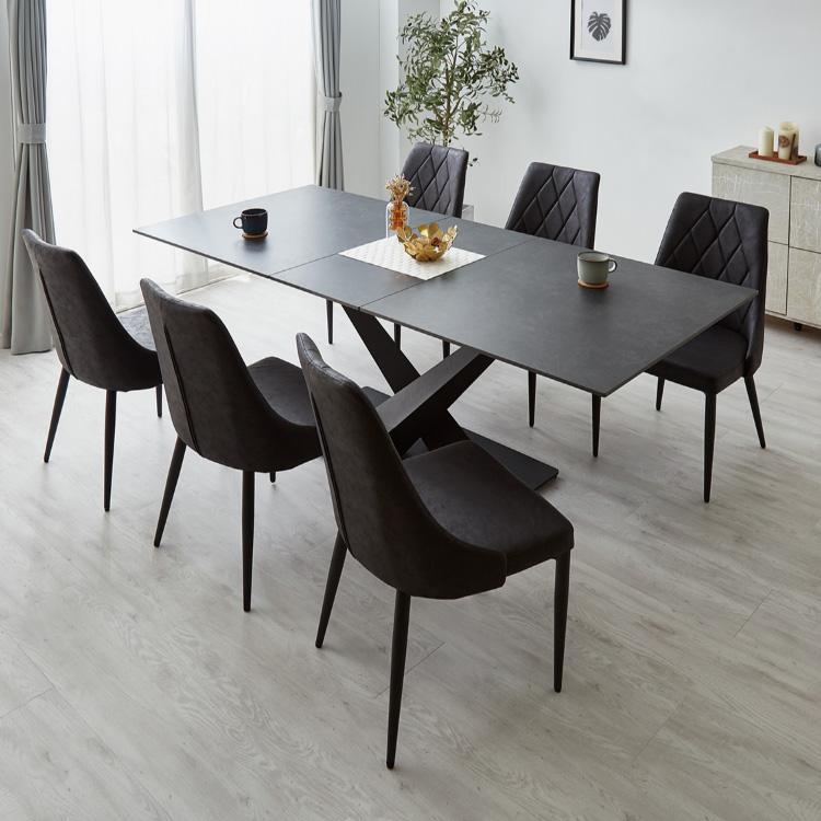 セラミック 伸長式ダイニングテーブル 幅160~200 単品 伸縮 4人掛け 6