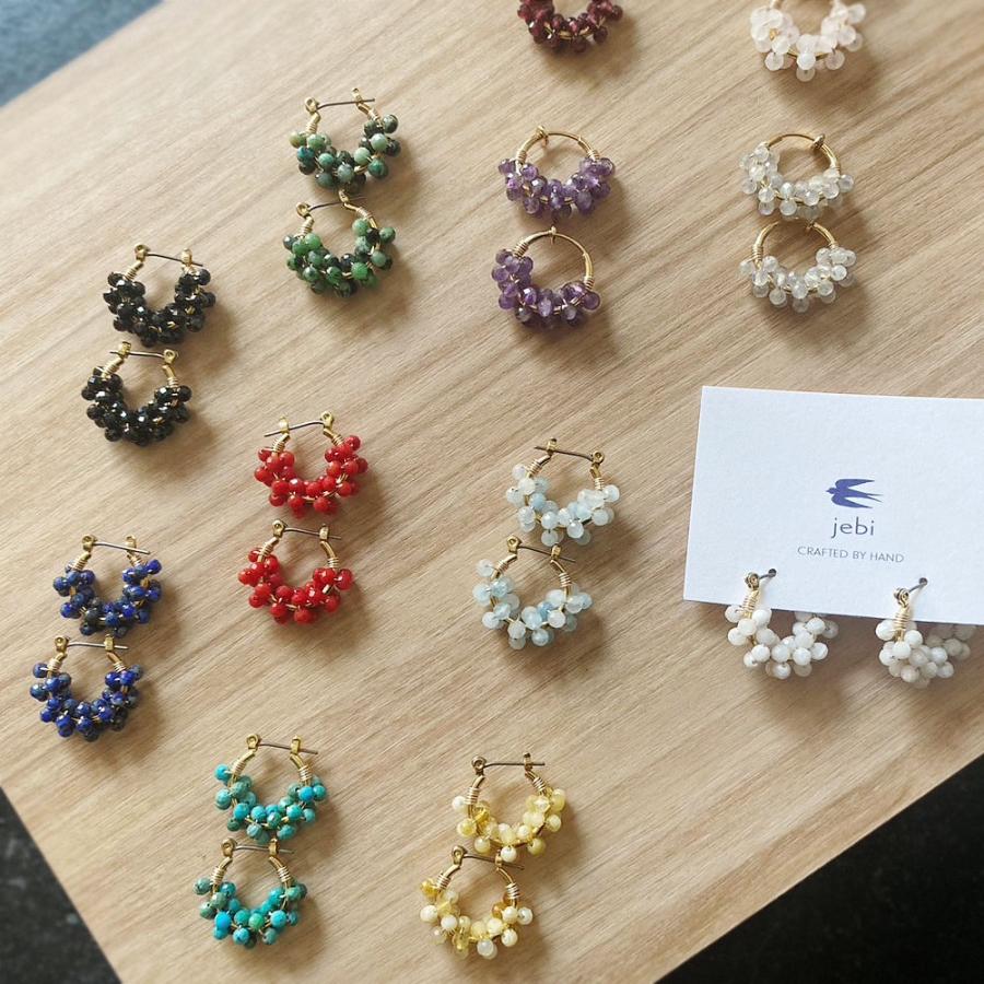jebi 天然石のつぶつぶフープピアス / フープイヤリング 全12色