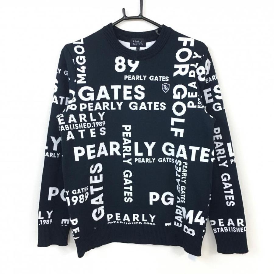 超美品】PEARLY GATES パーリーゲイツ 長袖ニットセーター ネイビー×白