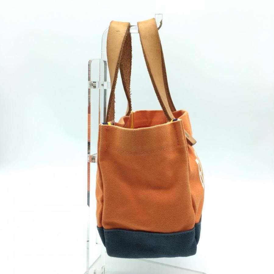 ラフアンドスウェル カートバッグ オレンジ×グレー キャンバス×牛革 内